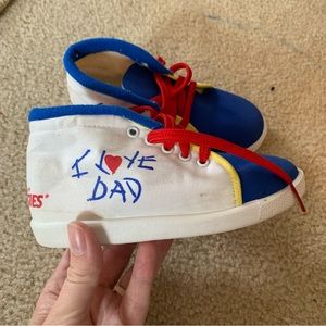 Vtg 80s 90s Kleenex Huggies Promo Shoes, Toddler 8, I Love Mom Dad